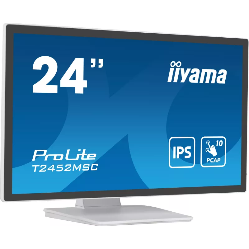 iiyama ProLite T2452MSC-W1 datora monitors 61 cm (24 collas) 1920 x 1080 pikseļi Full HD LCD Skārienekrāns Vairāku lietotāju Balts