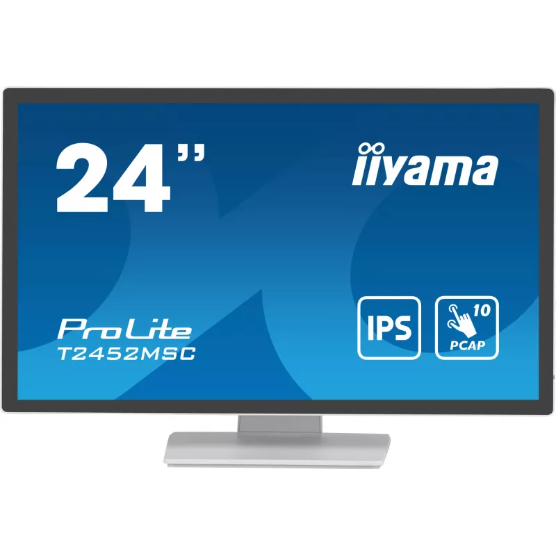 iiyama ProLite T2452MSC-W1 datora monitors 61 cm (24 collas) 1920 x 1080 pikseļi Full HD LCD Skārienekrāns Vairāku lietotāju Balts