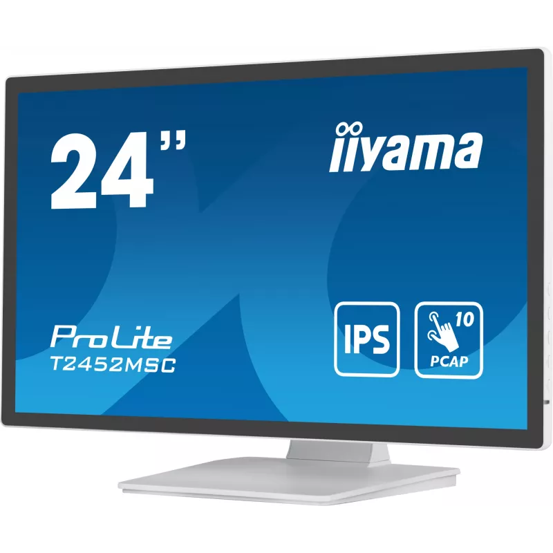 iiyama ProLite T2452MSC-W1 datora monitors 61 cm (24 collas) 1920 x 1080 pikseļi Full HD LCD Skārienekrāns Vairāku lietotāju Balts