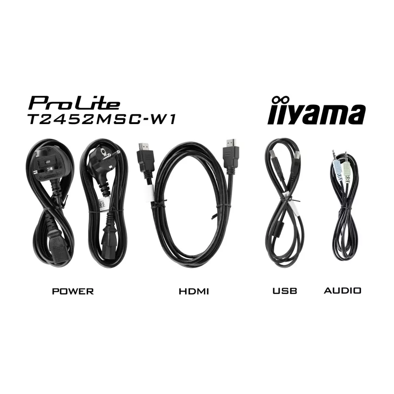 iiyama ProLite T2452MSC-W1 datora monitors 61 cm (24 collas) 1920 x 1080 pikseļi Full HD LCD Skārienekrāns Vairāku lietotāju Balts