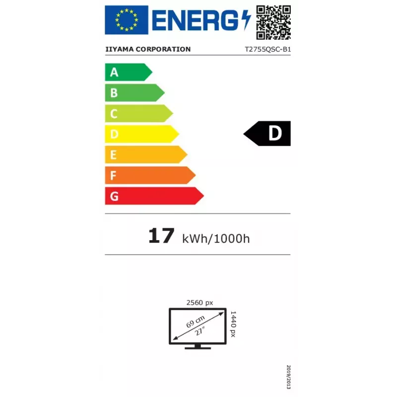 iiyama ProLite T2755QSC-B1 datora monitors 68,6 cm (27 colli) 2560 x 1440 pikseļi Quad HD LCD skārienekrāns Melns