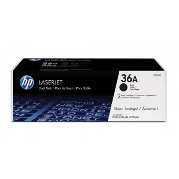 HP 36A 2-pack Melns Oriģināls LaserJet Toneru kasetnes, 4000 lapas, melna, 2 gab.