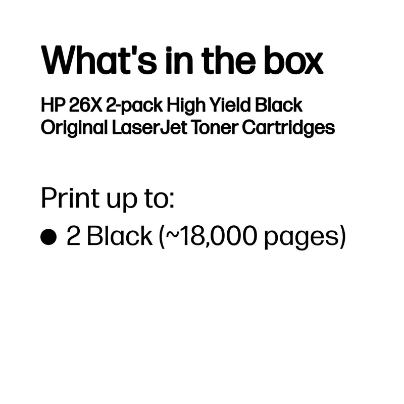 HP 26X 2 paku augstas ietilpības melnas oriģinālās LaserJet tonera kasetnes