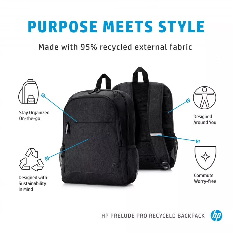 HP Prelude Pro 15,6 collu pārstrādāta mugursoma, Mugursoma, 39,6 cm (15,6 inch), 480 g