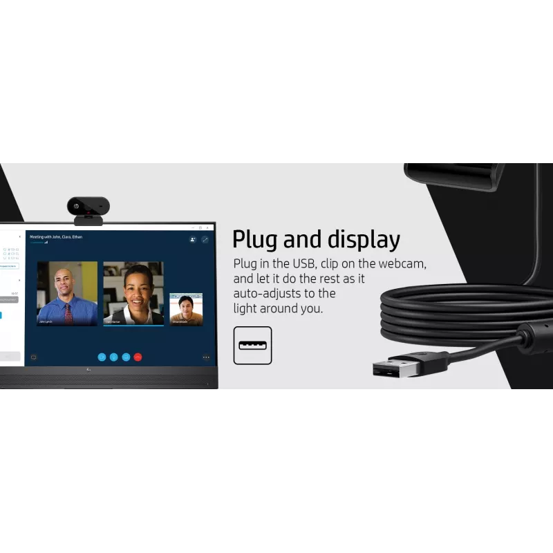 HP 325 FHD tīmekļa kamera, biznesa klasei, Windows 10, Windows 11, MacOS, 72 mm, 53,6 mm, 53,2 mm