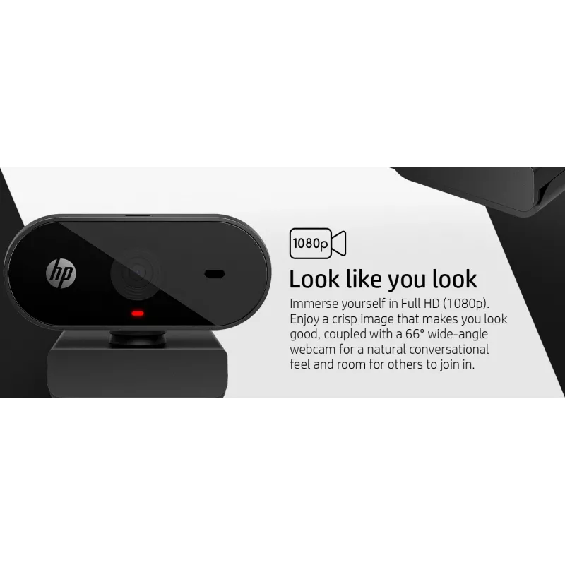 HP 325 FHD tīmekļa kamera, biznesa klasei, Windows 10, Windows 11, MacOS, 72 mm, 53,6 mm, 53,2 mm