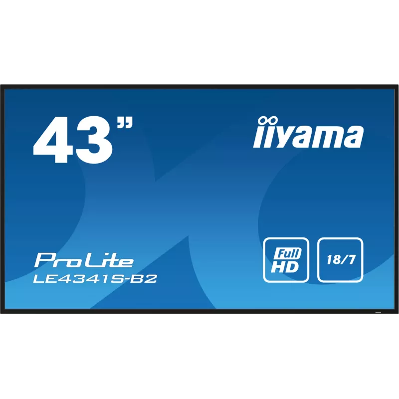 iiyama PROLITE LE4341S-B2 Digital signage plakanā paneļa displejs 108 cm (42,5 collas) LCD 350 cd/m² Full HD Melns 18/7
