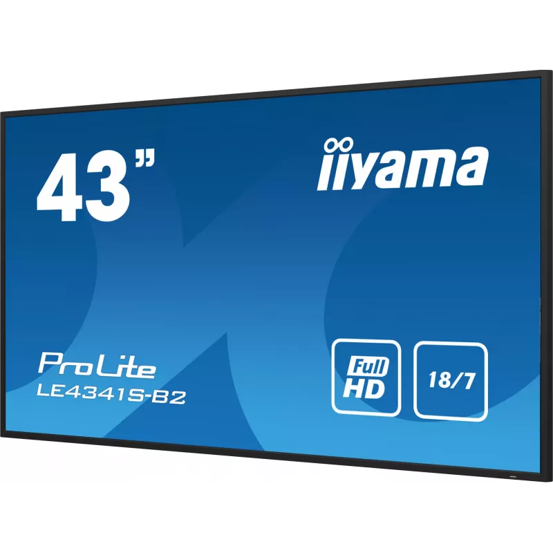 iiyama PROLITE LE4341S-B2 Digital signage plakanā paneļa displejs 108 cm (42,5 collas) LCD 350 cd/m² Full HD Melns 18/7