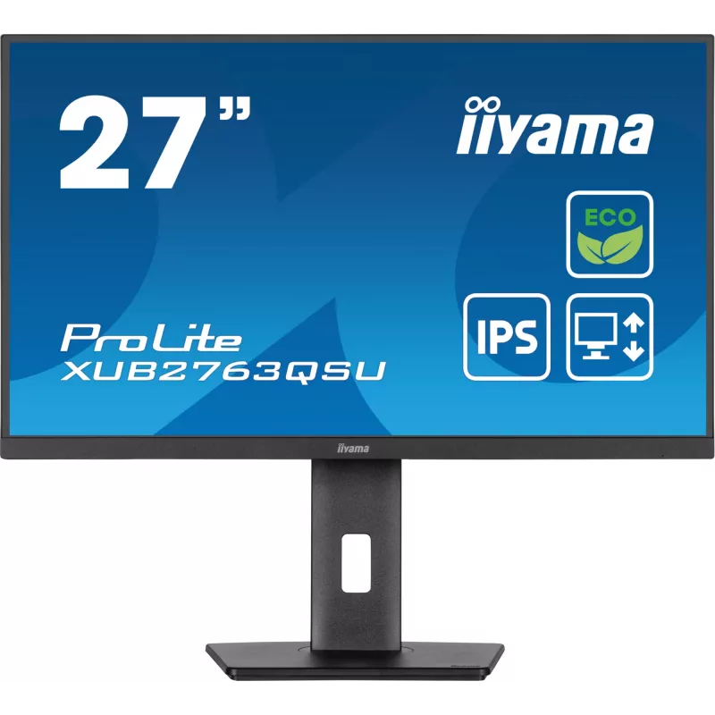 iiyama ProLite XUB2763QSU-B1 datora monitors 68.6 cm (27 colli) 2560 x 1440 pikseļi Quad HD LED Melns