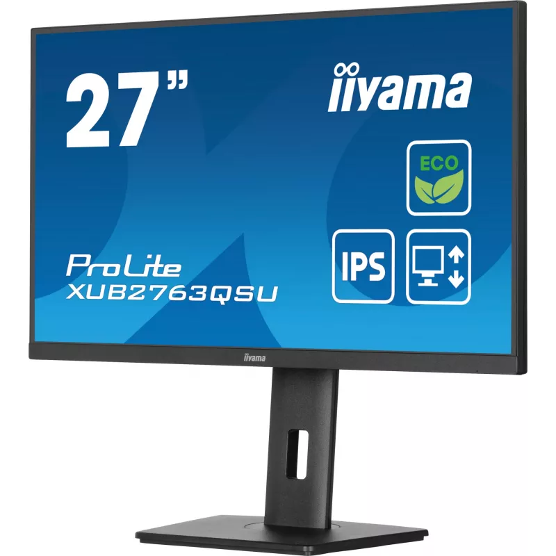 iiyama ProLite XUB2763QSU-B1 datora monitors 68.6 cm (27 colli) 2560 x 1440 pikseļi Quad HD LED Melns