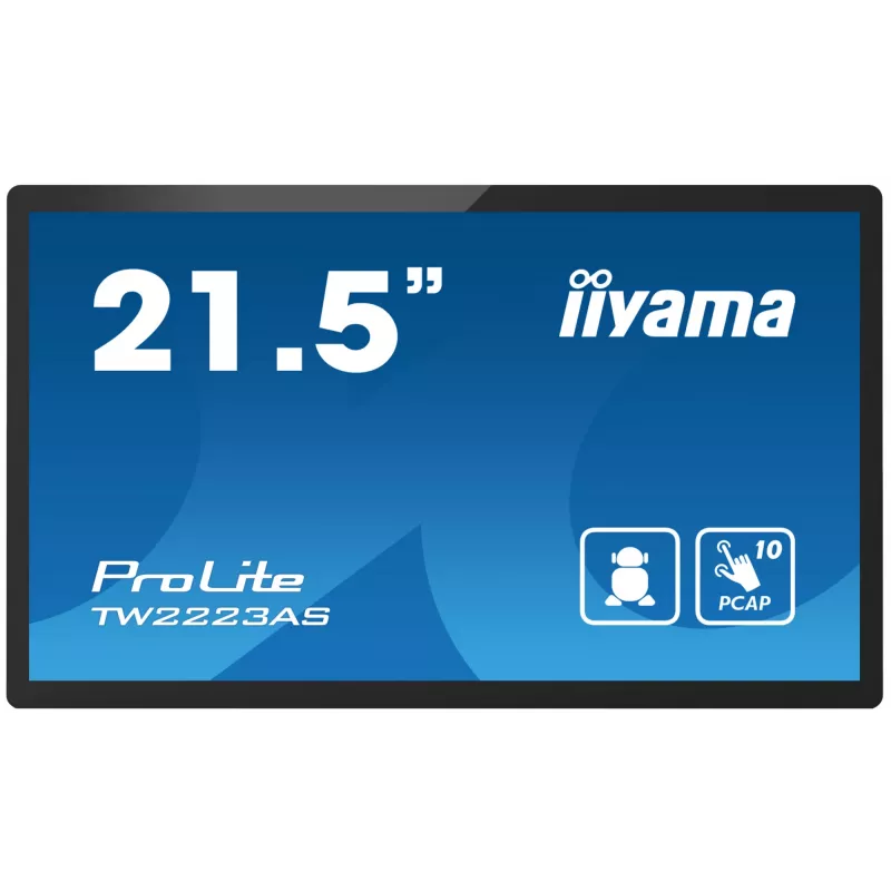iiyama TW2223AS-B2 Signage Display Interaktīvais plakanā ekrāna monitors 54.6 cm (21.5 collas) Wi-Fi 345 cd/m² Full HD Melns Skārienekrāns Iebūvēts procesors Android 24/7