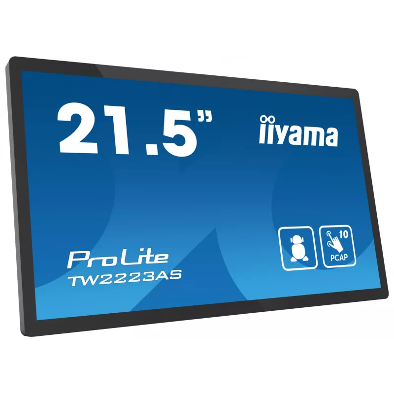 iiyama TW2223AS-B2 Signage Display Interaktīvais plakanā ekrāna monitors 54.6 cm (21.5 collas) Wi-Fi 345 cd/m² Full HD Melns Skārienekrāns Iebūvēts procesors Android 24/7