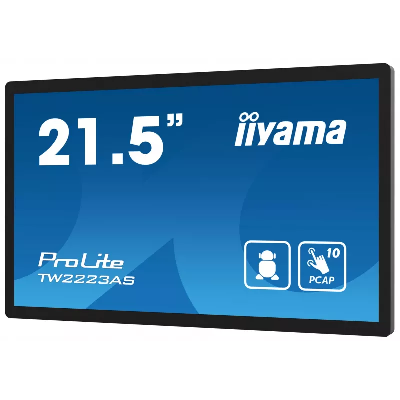iiyama TW2223AS-B2 Signage Display Interaktīvais plakanā ekrāna monitors 54.6 cm (21.5 collas) Wi-Fi 345 cd/m² Full HD Melns Skārienekrāns Iebūvēts procesors Android 24/7