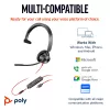 HP Poly Melnswire 3315 Monaural Microsoft Teams Certified USB-C austiņas +3,5 mm spraudnis +USB-C/A adapteris