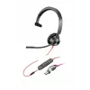 HP Poly Melnswire 3315 Monaural Microsoft Teams Certified USB-C austiņas +3,5 mm spraudnis +USB-C/A adapteris