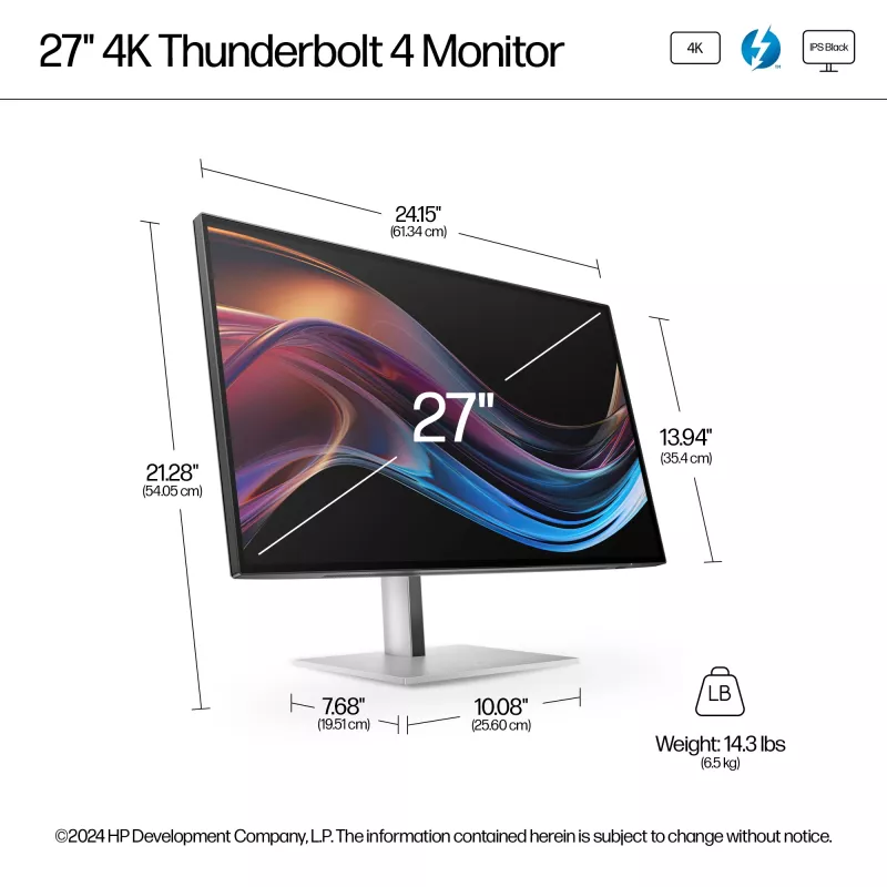HP Series 7 Pro 27 collu 4K Thunderbolt 4 LCD monitors, 3840 x 2160