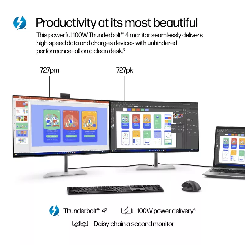 HP Series 7 Pro 27 collu 4K Thunderbolt 4 LCD monitors, 3840 x 2160
