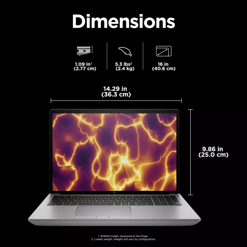 HP ZBook Fury 16 G11 Intel® Core™ i7 i7-14700HX 40,6 cm (16 collu) WUXGA 32 GB DDR5-SDRAM NVIDIA RTX 2000 Ada Wi-Fi 7 (802.11be) Windows 11 Pro AI darbstacija, AI dators