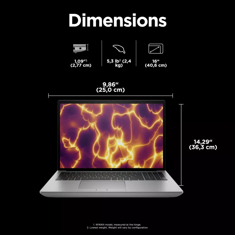 HP ZBook Fury 16 G11 Intel® Core™ i9 i9-14900HX 40,6 cm (16 collu) WQUXGA 64 GB DDR5-SDRAM NVIDIA RTX 4000 Ada Wi-Fi 7 (802.11be) Windows 11 Pro AI darbstacija, AI dators