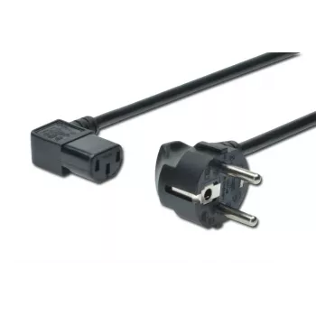 DIGITUS barošanas vads, CEE 7/7 (F-tips) - C13, 90° leņķī vīr./siev., 1,8 m, H05VV-F3G 0,75 mm², melns, ES vadlīnijas