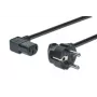 DIGITUS barošanas vads, CEE 7/7 (F-tips) - C13, 90° leņķī vīr./siev., 1,8 m, H05VV-F3G 0,75 mm², melns, ES vadlīnijas