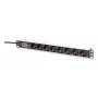 DIGITUS PDU - 1U alumīnija statņa barošanas sadalītājs 7x drošības + 1x kontaktligzda 16A 4000W 250VAC 50/60Hz pārslodzes aizsardzība