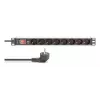 DIGITUS PDU - 1U alumīnija statņa barošanas sadalītājs 7x drošības + 1x kontaktligzda 16A 4000W 250VAC 50/60Hz pārslodzes aizsardzība