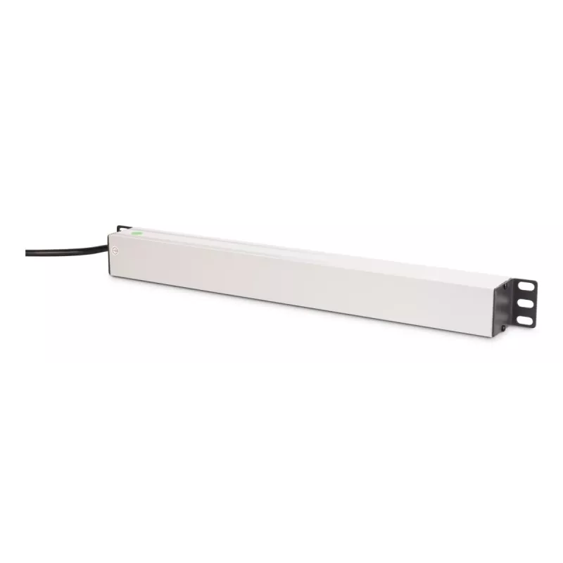 DIGITUS PDU - 1U alumīnija statņa barošanas sadalītājs 7x drošības + 1x kontaktligzda 16A 4000W 250VAC 50/60Hz pārslodzes aizsardzība