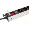 DIGITUS PDU - 1U alumīnija statņa barošanas sadalītājs 7x drošības + 1x kontaktligzda 16A 4000W 250VAC 50/60Hz pārslodzes aizsardzība