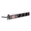DIGITUS PDU - 1U alumīnija statņa barošanas sadalītājs 7x drošības + 1x kontaktligzda 16A 4000W 250VAC 50/60Hz pārslodzes aizsardzība