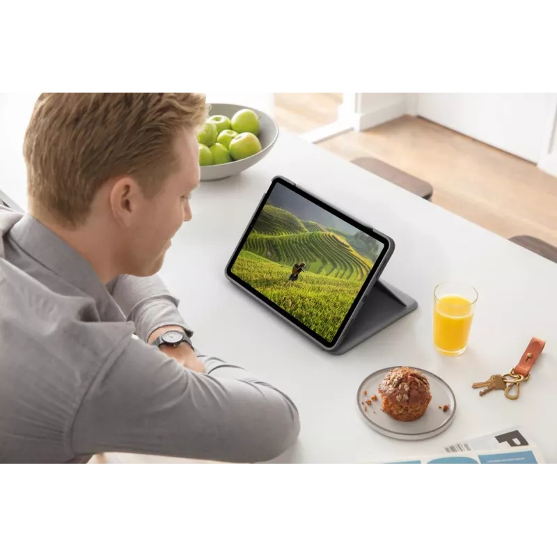 LOGITECH Folio Touch pieskāriena tastatūras maciņš ar skārienpaliktni Oksfordas pelēkā krāsā iPad Air (4. paaudze) Deutsch Qwertz