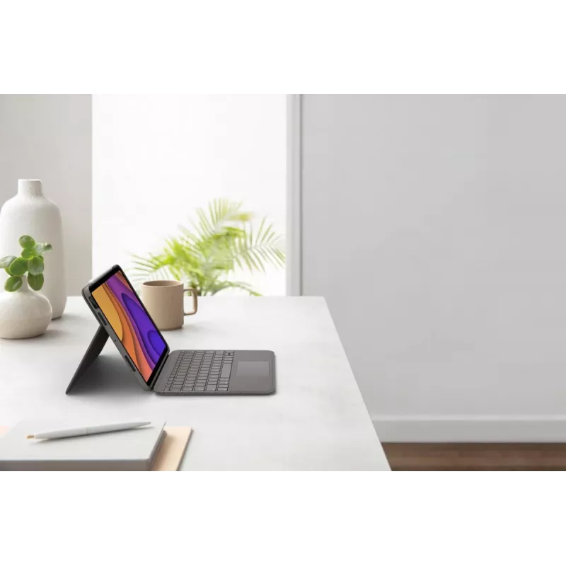 LOGITECH Folio Touch pieskāriena tastatūras maciņš ar skārienpaliktni Oksfordas pelēkā krāsā iPad Air (4. paaudze) Deutsch Qwertz