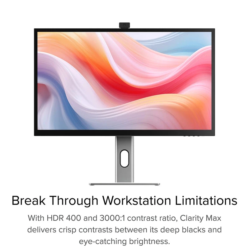 ALOGIC galda monitors - Clarity Pro - 27 collas - 3840x2160 (4K UHD) ar 65W PD un tīmekļa kameru