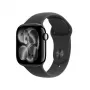APPLE Watch Series 11 (2025) GPS 42mm Jet Black Aluminium Case ar Sport Siksniņu S/M - Melns