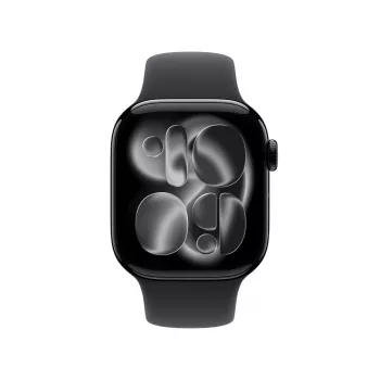 APPLE Watch Series 11 GPS 42mm Jet Black Aluminium Case ar Black Sport Siksniņu M/L