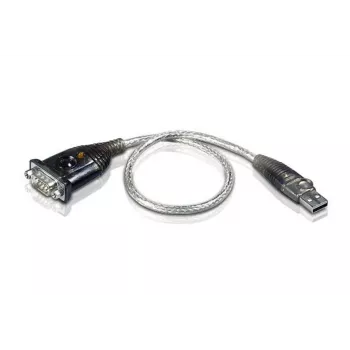 ATEN USB ports–seriālā porta pārveidotājs, nerūsējošais tērauds, caurspīdīgs, melns, 0,35 m, USB A tips, DB-9, vīrišķais, vīrišķais