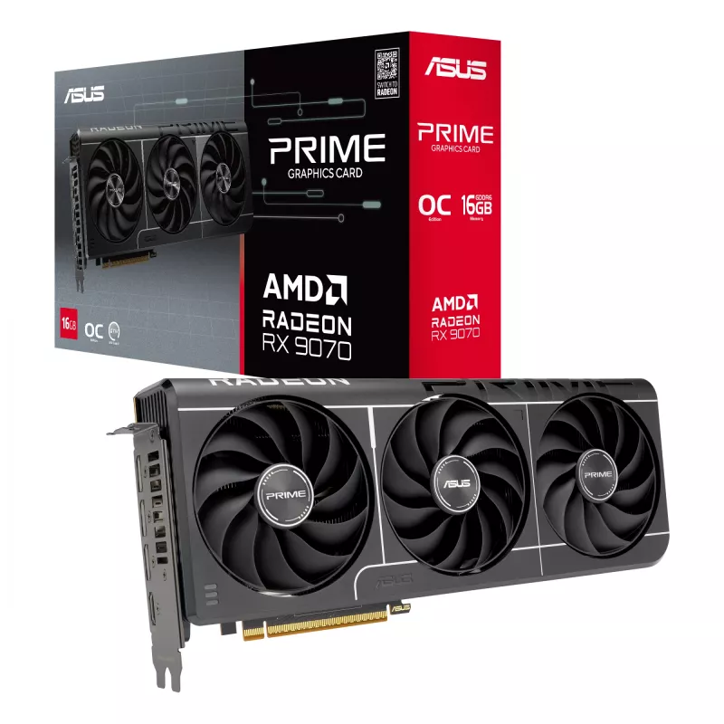 Grafikas karte ASUS Radeon RX 9070 16 GB GDDR6 PCIe 5.0 256-bit, 3 ventilatoru dzesēšana, PCI Express 5.0