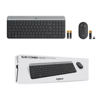 Logitech MK470 bezvadu tastatūra+pele, grafīta krāsa, pele iekļauta, QWERTY US, USB