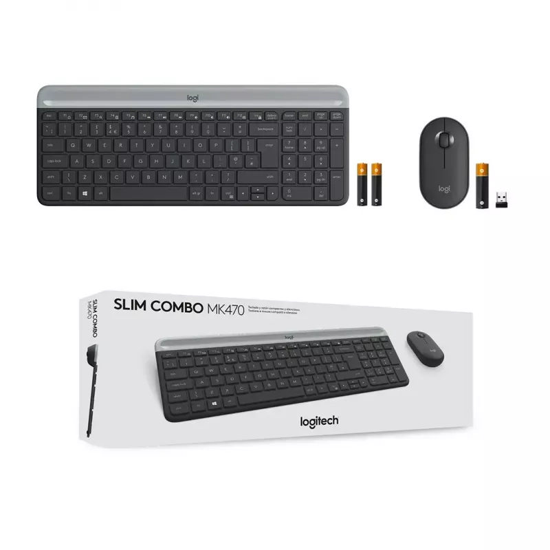 Logitech MK470 bezvadu tastatūra+pele, grafīta krāsa, pele iekļauta, QWERTY US, USB