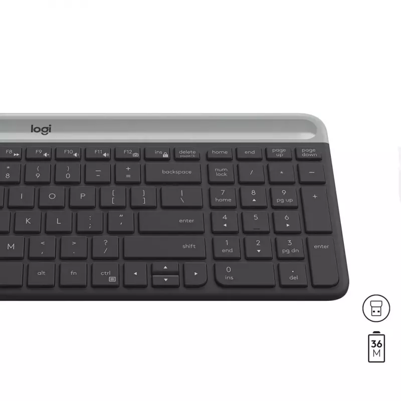 Logitech MK470 bezvadu tastatūra+pele, grafīta krāsa, pele iekļauta, QWERTY US, USB