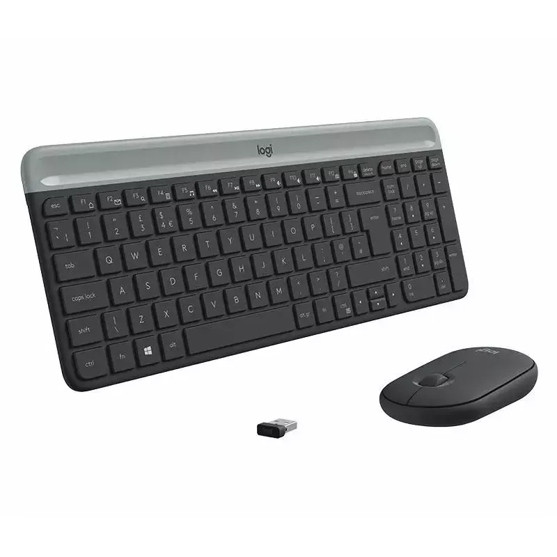 Logitech MK470 bezvadu tastatūra+pele, grafīta krāsa, pele iekļauta, QWERTY US, USB