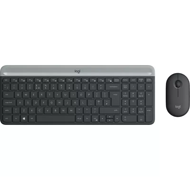 Logitech MK470 bezvadu tastatūra+pele, grafīta krāsa, pele iekļauta, QWERTY US, USB
