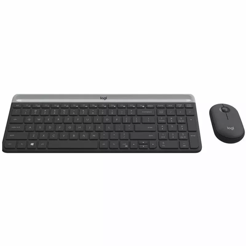 Logitech MK470 bezvadu tastatūra+pele, grafīta krāsa, pele iekļauta, QWERTY US, USB