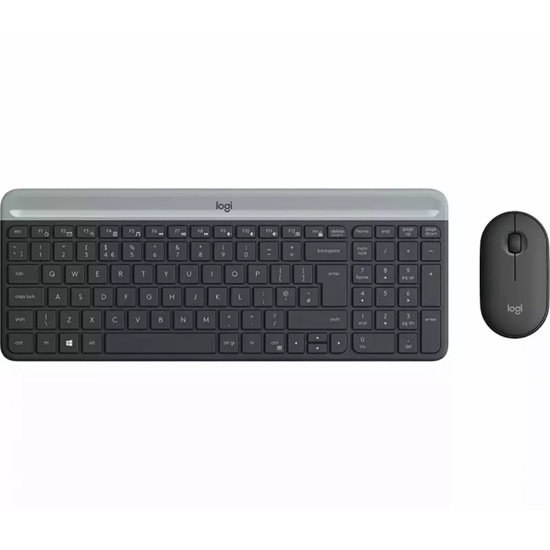 Logitech MK470 bezvadu tastatūra+pele, grafīta krāsa, pele iekļauta, QWERTY US, USB