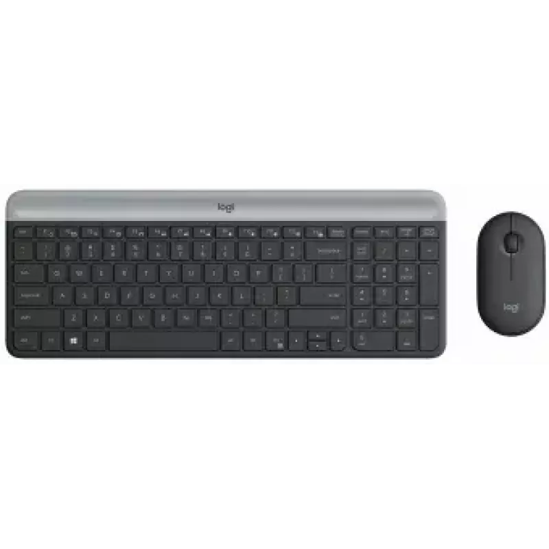 Logitech MK470 bezvadu tastatūra+pele, grafīta krāsa, pele iekļauta, QWERTY US, USB