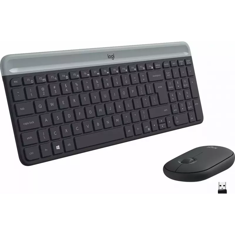 Logitech MK470 bezvadu tastatūra+pele, grafīta krāsa, pele iekļauta, QWERTY US, USB