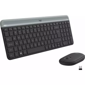 Logitech MK470 bezvadu tastatūra+pele, grafīta krāsa, pele iekļauta, QWERTY US, USB