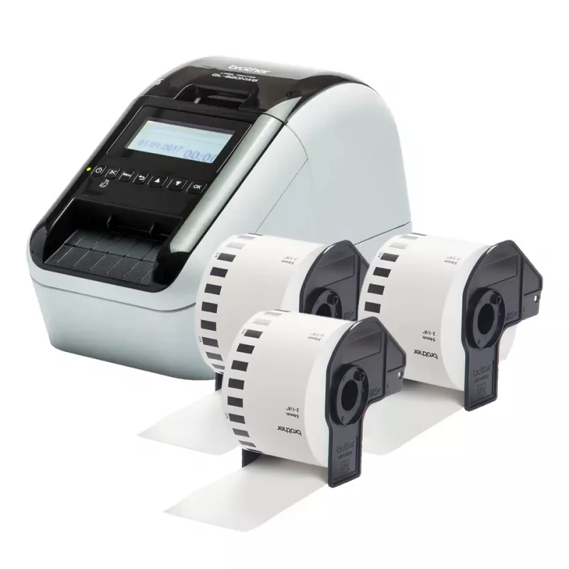 Brother QL-820NWBCVM etiķešu printeris, tiešā termiskā druka, krāsaina, 300 x 600 DPI, 176 mm/s, vadu un bezvadu savienojums, Ethernet LAN, DK, Wi-Fi, Bluetooth
