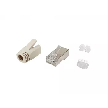 Equip Cat.6A RJ45 ekranēts spraudņu komplekts 100 gab. nerūsējošais tērauds caurspīdīgs balts