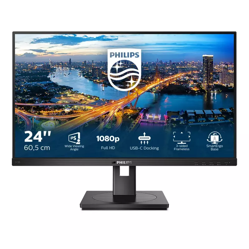 Philips B Line 243B1/00 datora monitors 60.5 cm (23.8 colli) 1920 x 1080 pikseļi Full HD LED Melns